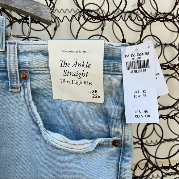Abercrombie & Fitch The Ankle Straight Ultra High Rise Jeans NWT 36/22R - Picture 3 of 9